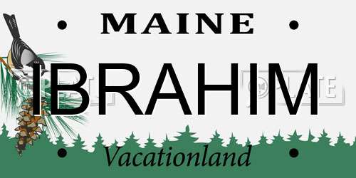 IBRAHIM Maine License Plate