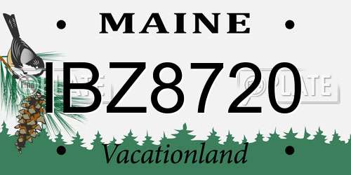 IBZ8720 Maine License Plate
