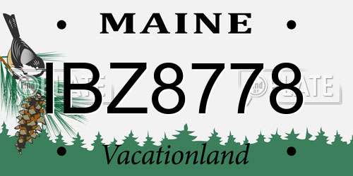 IBZ8778 Maine License Plate