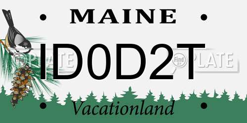 ID0D2T Maine License Plate