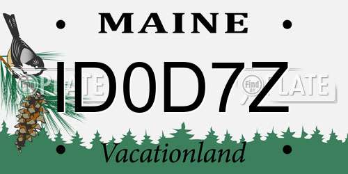 ID0D7Z Maine License Plate