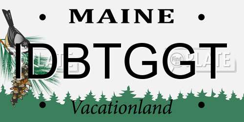 IDBTGGT Maine License Plate