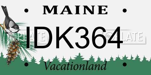 IDK364 Maine License Plate