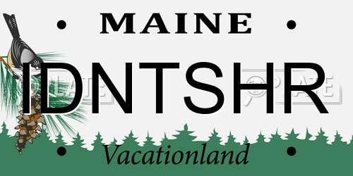 IDNTSHR Maine License Plate