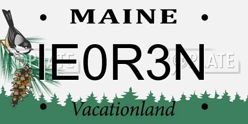 IE0R3N Maine License Plate