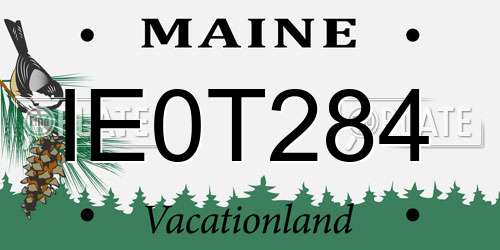 IE0T284 Maine License Plate