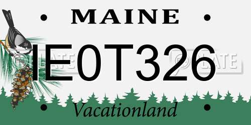 IE0T326 Maine License Plate