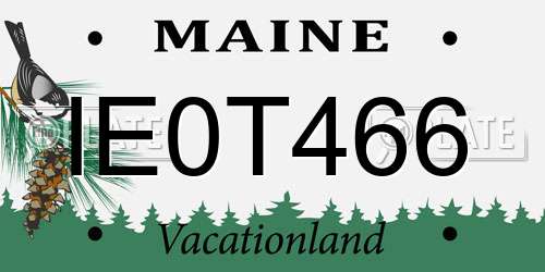 IE0T466 Maine License Plate