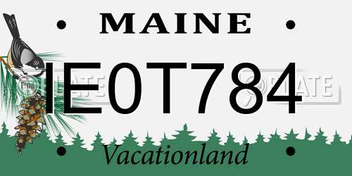 IE0T784 Maine License Plate