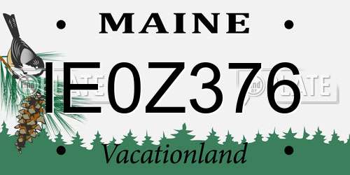 IE0Z376 Maine License Plate