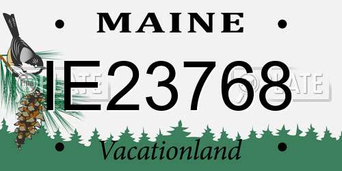 IE23768 Maine License Plate
