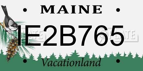 IE2B765 Maine License Plate