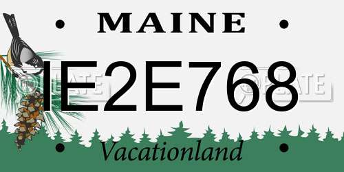 IE2E768 Maine License Plate