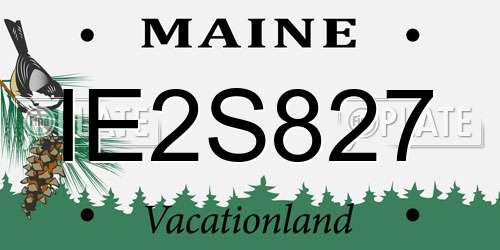 IE2S827 Maine License Plate