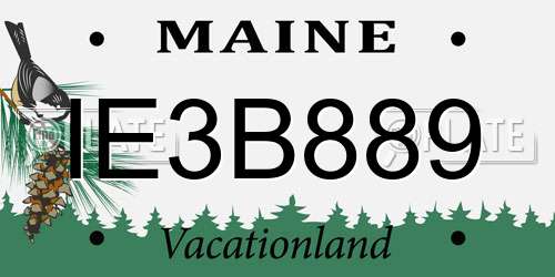 IE3B889 Maine License Plate