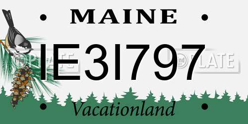 IE3I797 Maine License Plate