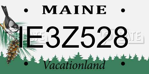 IE3Z528 Maine License Plate