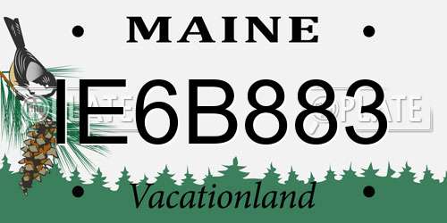 IE6B883 Maine License Plate