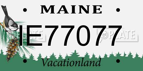 IE77077 Maine License Plate