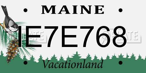 IE7E768 Maine License Plate