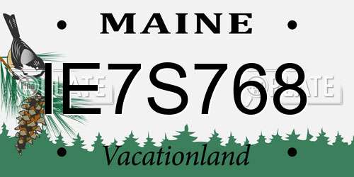 IE7S768 Maine License Plate
