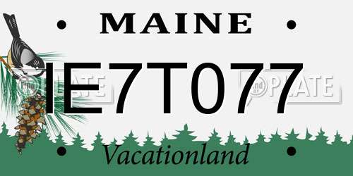 IE7T077 Maine License Plate