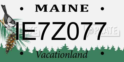 IE7Z077 Maine License Plate