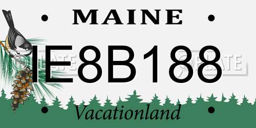 IE8B188 Maine License Plate