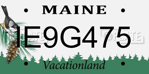 IE9G475 Maine License Plate