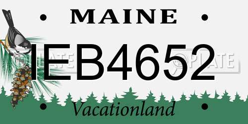 IEB4652 Maine License Plate