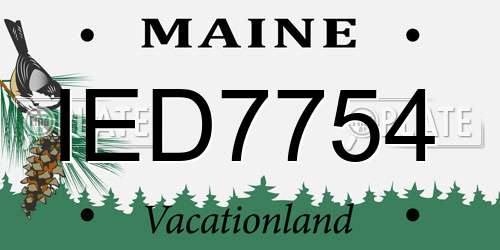 IED7754 Maine License Plate