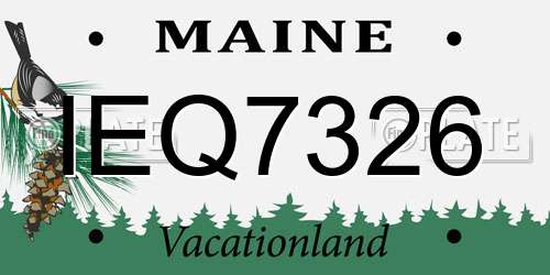 IEQ7326 Maine License Plate