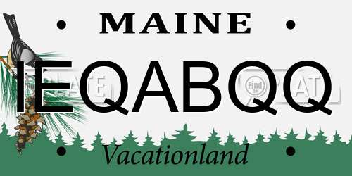 IEQABQQ Maine License Plate