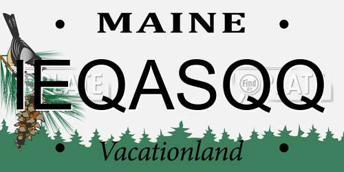 IEQASQQ Maine License Plate
