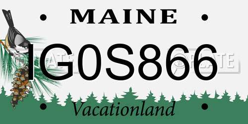IG0S866 Maine License Plate