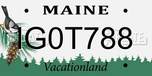 IG0T788 Maine License Plate