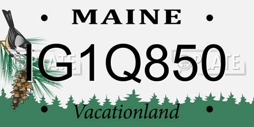 IG1Q850 Maine License Plate