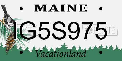 IG5S975 Maine License Plate