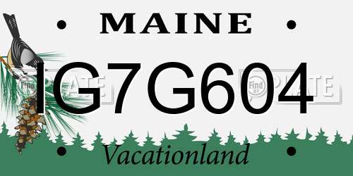 IG7G604 Maine License Plate