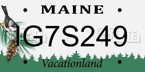 IG7S249 Maine License Plate