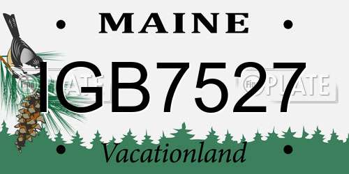 IGB7527 Maine License Plate