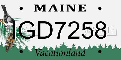 IGD7258 Maine License Plate