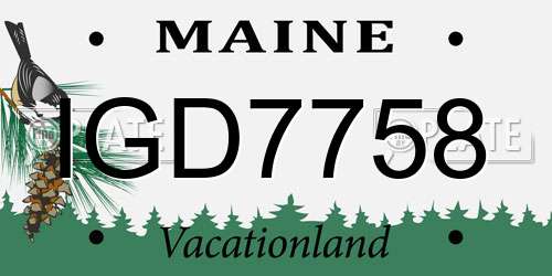 IGD7758 Maine License Plate