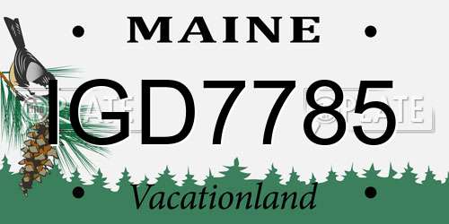 IGD7785 Maine License Plate