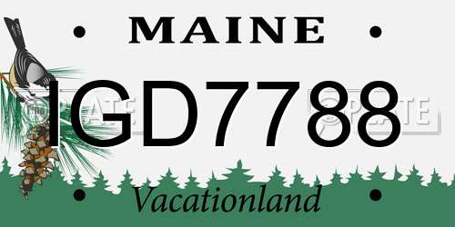 IGD7788 Maine License Plate