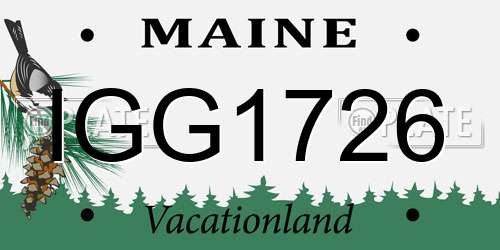 IGG1726 Maine License Plate