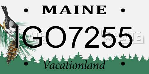 IGO7255 Maine License Plate