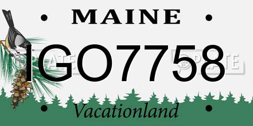 IGO7758 Maine License Plate