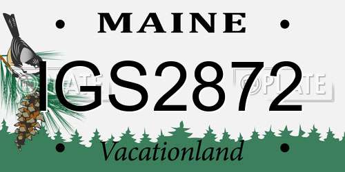 IGS2872 Maine License Plate