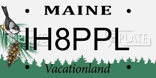 IH8PPL Maine License Plate